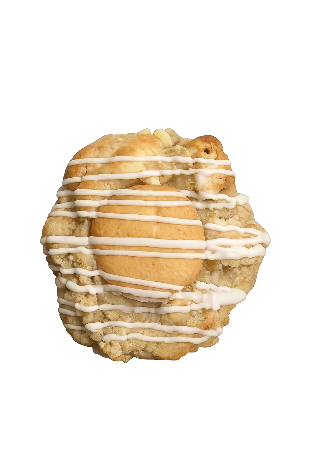Banana Pudding cookie with a vanilla wafer on top